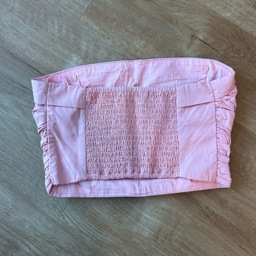 Abercrombie and Fitch Tiered Poplin Pink Tube Top - Picture 3 of 5